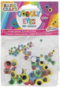 Grafix Wiebelogen - 100x - gekleurd - zelfklevend - plak oogjes/googly eyes