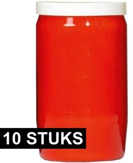 Grafkaars/gedenklicht - 10x - rood - 7 x 15 cm - 6 dagen brandtijd