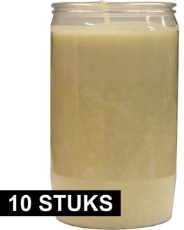 Grafkaars/gedenklicht - 10x - wit - 6 x 10 cm - 3 dagen brandtijd