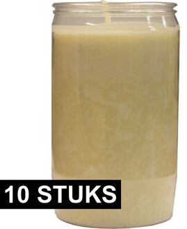 Grafkaars/gedenklicht - 10x - wit - 7 x 18 cm - 9 dagen brandtijd