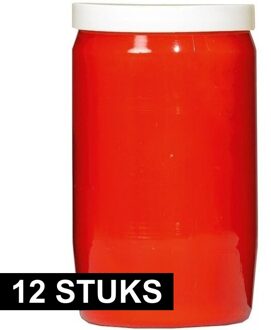 Grafkaars/gedenklicht - 12x - rood - 7 x 15 cm - 6 dagen brandtijd