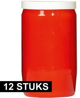 Grafkaars/gedenklicht - 12x - rood - 7 x 18 cm - 9 dagen brandtijd