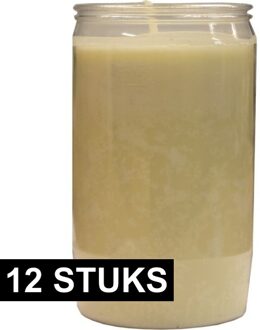 Grafkaars/gedenklicht - 12x - wit - 6 x 10 cm - 3 dagen brandtijd