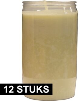 Grafkaars/gedenklicht - 12x - wit - 7 x 18 cm - 9 dagen brandtijd