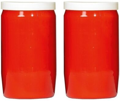 Grafkaars/gedenklicht - 2x - rood - 7 x 15 cm - 6 dagen brandtijd