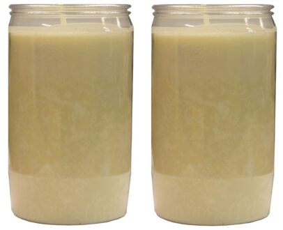 Grafkaars/gedenklicht - 2x - wit - 6 x 10 cm - 3 dagen brandtijd