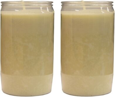 Grafkaars/gedenklicht - 2x - wit - 7 x 15 cm - 6 dagen brandtijd