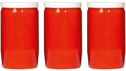 Grafkaars/gedenklicht - 3x - rood - 7 x 15 cm - 6 dagen brandtijd