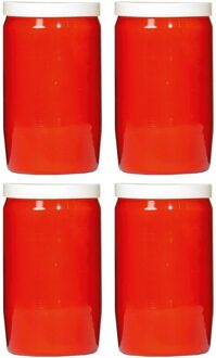 Grafkaars/gedenklicht - 4x - rood - 6 x 10 cm - 3 dagen brandtijd