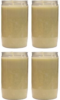 Grafkaars/gedenklicht - 4x - wit - 7 x 15 cm - 6 dagen brandtijd