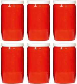 Grafkaars/gedenklicht - 6x - rood - 7 x 15 cm - 6 dagen brandtijd