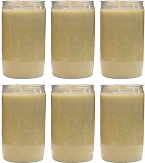 Grafkaars/gedenklicht - 6x - wit - 7 x 18 cm - 9 dagen brandtijd