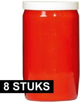 Grafkaars/gedenklicht - 8x - rood - 6 x 10 cm - 3 dagen brandtijd