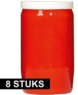 Grafkaars/gedenklicht - 8x - rood - 7 x 15 cm - 6 dagen brandtijd