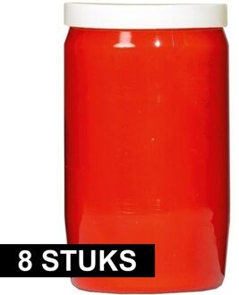 Grafkaars/gedenklicht - 8x - rood - 7 x 18 cm - 9 dagen brandtijd