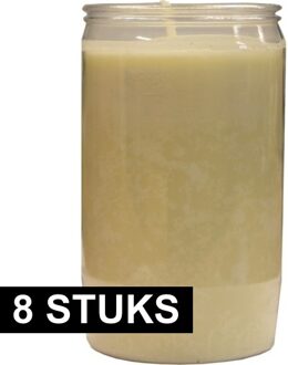 Grafkaars/gedenklicht - 8x - wit - 7 x 15 cm - 6 dagen brandtijd