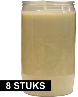 Grafkaars/gedenklicht - 8x - wit - 7 x 18 cm - 9 dagen brandtijd