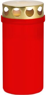 Grafkaars/gedenklicht - rood - kunststof - met deksel - 6 x 12,6 cm - 2 dagen