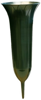 Grafvaas groen - 31 cm - kunststof - met prikker - begraafplaats/grafdecoratie