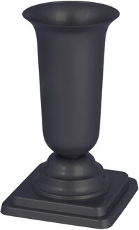 Grafvaas kunststof - antraciet - H40 cm - grafdecoratie - bloemenvaas voor herdenkingsplaats