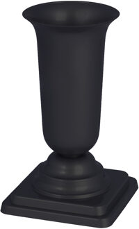 Grafvaas kunststof - zwart - H27 cm - grafdecoratie - bloemenvaas voor herdenkingsplaats/kerkhof