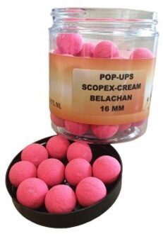 GrainBaits - Fluo Pop-Ups Scopex Cream Belachan; Roze 16mm; 80g