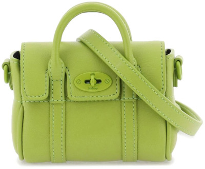 Grained leren Micro Bayswater tas Mulberry , Green , Dames - ONE Size