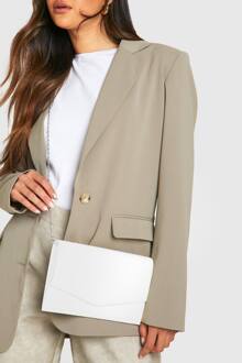 Grainy Pu Envelope Clutch Tas En Ketting, White - ONE SIZE