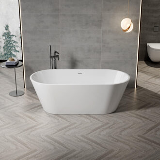 Grand vrijstaand bad - 180x80x58cm - met afvoer - acryl - glans wit 6100 Wit glans