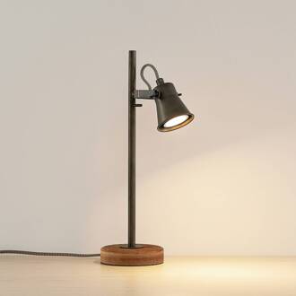 Grandesa tafellamp met houten voet bruin, zwart