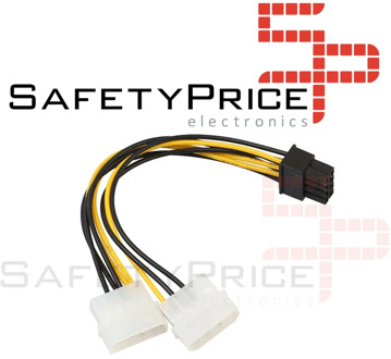 Graphics Card power Cable 8 pin (6 + 2) PCIe to double Molex 18cm R1964