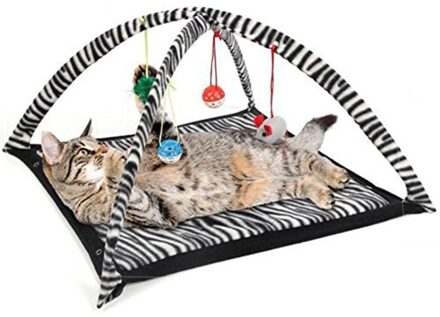 Grappige Kat Spelen Tent Met Opknoping Bal Speelgoed Ballen Kat Bed Tent Kitten Mat Oefening Activiteit Spelen Deken Draagbare Huisdier levert