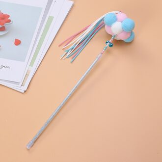 Grappige Kat Stok Speelgoed Kwasten Teaser Training Wand Stick Floss Voor Katten) blauw