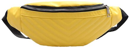 Grappige Vrouwen Pu Leer Rits Taille Pouch Waterdichte Sport Running Heuptas Bum Taille Packs geel