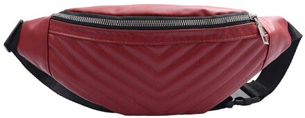 Grappige Vrouwen Pu Leer Rits Taille Pouch Waterdichte Sport Running Heuptas Bum Taille Packs rood