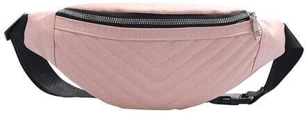 Grappige Vrouwen Pu Leer Rits Taille Pouch Waterdichte Sport Running Heuptas Bum Taille Packs roze