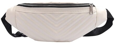 Grappige Vrouwen Pu Leer Rits Taille Pouch Waterdichte Sport Running Heuptas Bum Taille Packs wit