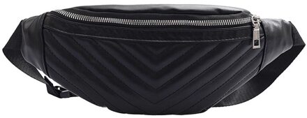 Grappige Vrouwen Pu Leer Rits Taille Pouch Waterdichte Sport Running Heuptas Bum Taille Packs zwart