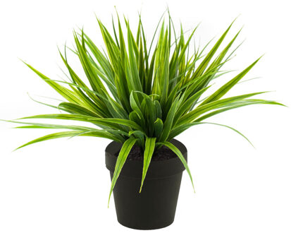 Gras struik kunstplant in kunststof pot - 33 cm - Kunstplanten - Nepplanten Groen