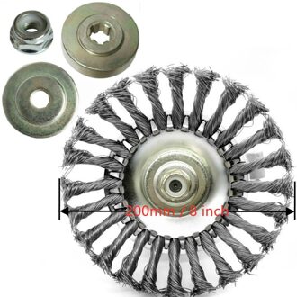 Gras Trimmer Cutter Hoofd Bosmaaier Bevestiging Met Locking Nut Voor Strimmer En Grasmaaier, Twist Knoop Staaldraad Borstel Maaier 8 duim (200mm)