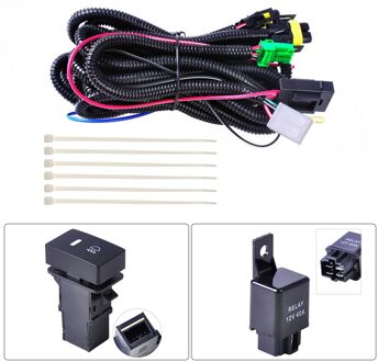 Gratis H11 Auto Mistlamp Kabelboom Sockets Draad Led-indicatoren Schakelaar 12V 40A Relais Auto On/Off schakelaar Kits Fit Led Werk Lamp