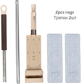 Gratis Hand Wassen Magic Mop Self-Wringen Platte Mop Lui Thuis Schoner Automatische Spin 360 Roterende Houten Vloer Huishouden schoonmaken 2stk rags