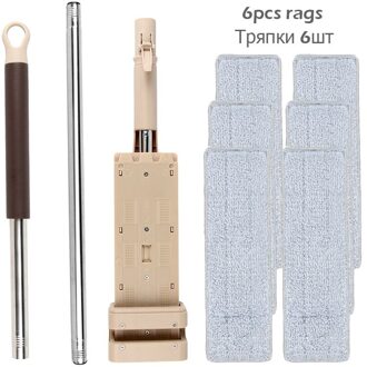 Gratis Hand Wassen Magic Mop Self-Wringen Platte Mop Lui Thuis Schoner Automatische Spin 360 Roterende Houten Vloer Huishouden schoonmaken 6stk rags