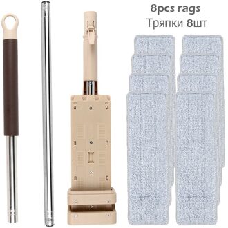 Gratis Hand Wassen Magic Mop Self-Wringen Platte Mop Lui Thuis Schoner Automatische Spin 360 Roterende Houten Vloer Huishouden schoonmaken 8stk rags