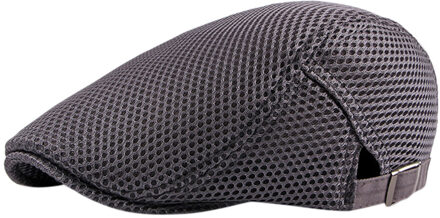 Gratis Struisvogel Casual Unisex Ademend Mesh Platte Top Hoed Baret Zomer Stijl Verstelbare Stijl Effen Kleur Ademende Hoed grijs