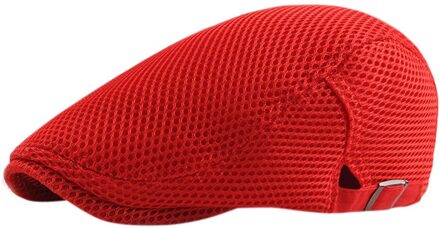 Gratis Struisvogel Casual Unisex Ademend Mesh Platte Top Hoed Baret Zomer Stijl Verstelbare Stijl Effen Kleur Ademende Hoed rood