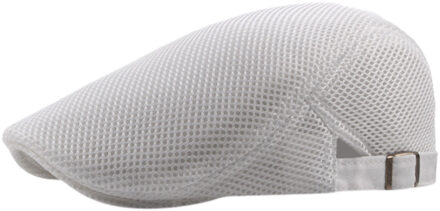 Gratis Struisvogel Casual Unisex Ademend Mesh Platte Top Hoed Baret Zomer Stijl Verstelbare Stijl Effen Kleur Ademende Hoed WH