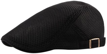 Gratis Struisvogel Casual Unisex Ademend Mesh Platte Top Hoed Baret Zomer Stijl Verstelbare Stijl Effen Kleur Ademende Hoed zwart