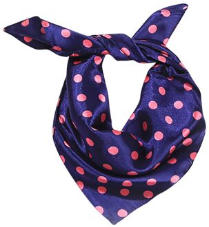 Gratis Struisvogel Vrouwen Sjaal Skinny Retro Hoofd Polka Dot Sjaal Afdrukken Zijden Sjaals Vierkante Halsdoek Kantoor Dame Sjaal 60*60Cm Blauw