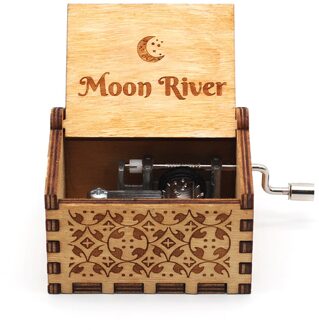 Graveren Handgemaakte Houten Muziekdoos Hand Crank Music Box Antieke Gesneden Vintage Aanwezig Kerst Cadeau Voor Liefhebbers 03